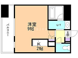 プレジデント豊平 1Kの間取図画像