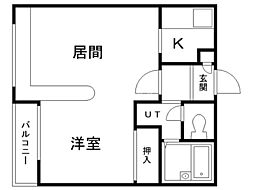 ホークメゾン札幌2号館 1LDKの間取図画像