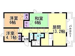 ウエストヒルズ壱番館 3LDKの間取図画像