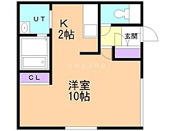 カーサ国際大前 1Kの間取図画像