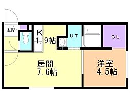 エムズガーデン豊平公園 1LDKの間取図画像