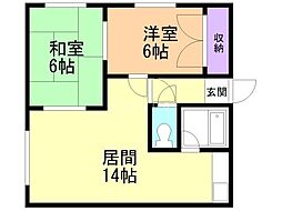 レジデンス平岡台 2LDKの間取図画像