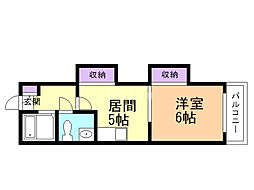 プレジデントハイム 1DKの間取図画像