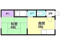栄進ハイツ 1LDKの間取図画像