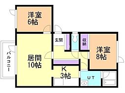 フレックス福住 2LDKの間取図画像