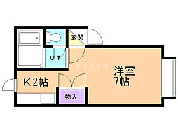 サンセールふじの 1Kの間取図画像