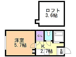 パームツリー月寒東 1Kの間取図画像