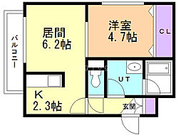 ヴィラマウント平岸駅 1LDKの間取図画像