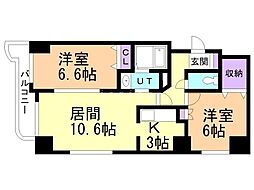 ティアラ月寒中央 2LDKの間取図画像