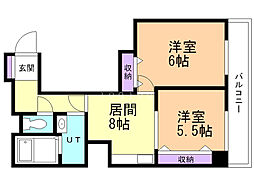 ドエル豊平7条 2DKの間取図画像