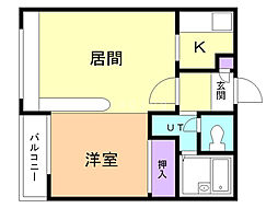 ホークメゾン札幌2号館 1LDKの間取図画像