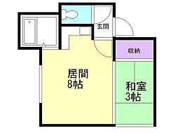 北菱パークハイツ 1DKの間取図画像