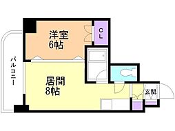 メープルリバービュー2 1DKの間取図画像