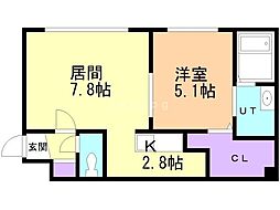 グランメールペガサス 1LDKの間取図画像