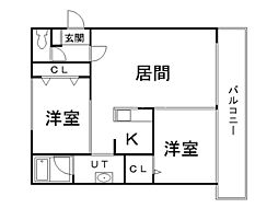 香風館壱番 2LDKの間取図画像