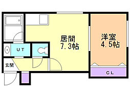 マープル平岸 1DKの間取図画像