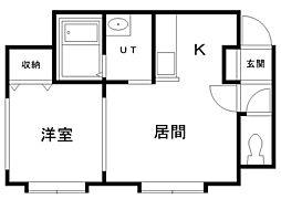 ブリシャール 1DKの間取図画像