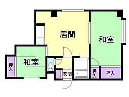 シティハウス月寒 2LDKの間取図画像