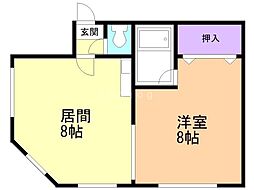 ハイデンス平岸B 1LDKの間取図画像