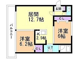 香風館壱番 2LDKの間取図画像