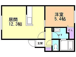 メイテルハイム平岸 1LDKの間取図画像