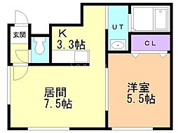 ルミエールHIROPastorale 1LDKの間取図画像