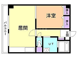 レ・アール牧野 1LDKの間取図画像