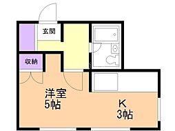 平岸サンコーポラス 1DKの間取図画像