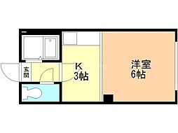 イーストバレーM.S 1DKの間取図画像