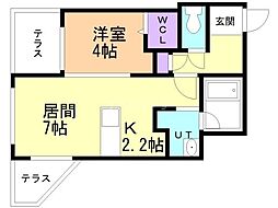 ヴァンテール月寒東 1LDKの間取図画像