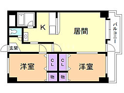 ハイツサン 2LDKの間取図画像