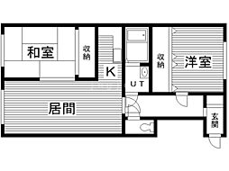 コーポM.T 2LDKの間取図画像