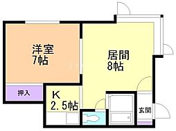 ウエストヒルズ 1LDKの間取図画像