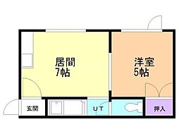 一条ハウス 1DKの間取図画像