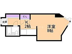 平岸パークマンション 1Kの間取図画像