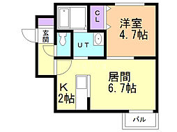 フェリオ真駒内 1LDKの間取図画像