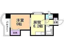 ローヤルハイツ月寒東5 1DKの間取図画像