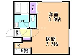 グランメール月寒中央 1LDKの間取図画像