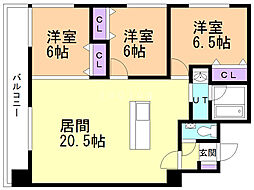 ジュビリー平岸 3LDKの間取図画像