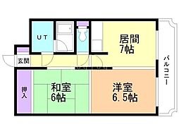 シャトー和田 2LDKの間取図画像