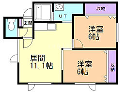 ノース,ヒル73 2LDKの間取図画像
