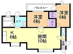 ピュアコートヒル1 2LDKの間取図画像