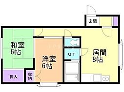 オーシャンビレッジ真栄 2LDKの間取図画像