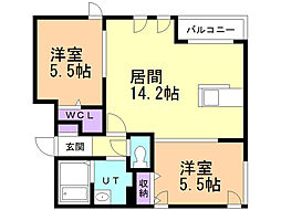 プラウド5・3 2LDKの間取図画像