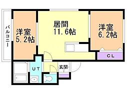 フォルトゥーナ 2LDKの間取図画像