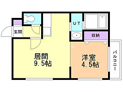 ベルヴェル平岸 1LDKの間取図画像