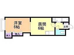ルワズイール中の島 1DKの間取図画像
