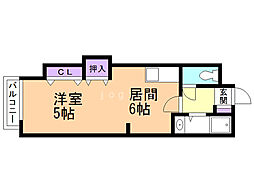 ルワズイール中の島 1DKの間取図画像