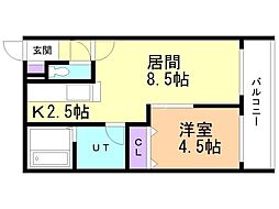 ラパス平岸 1LDKの間取図画像