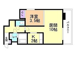 レガートタワー月寒中央 1LDKの間取図画像